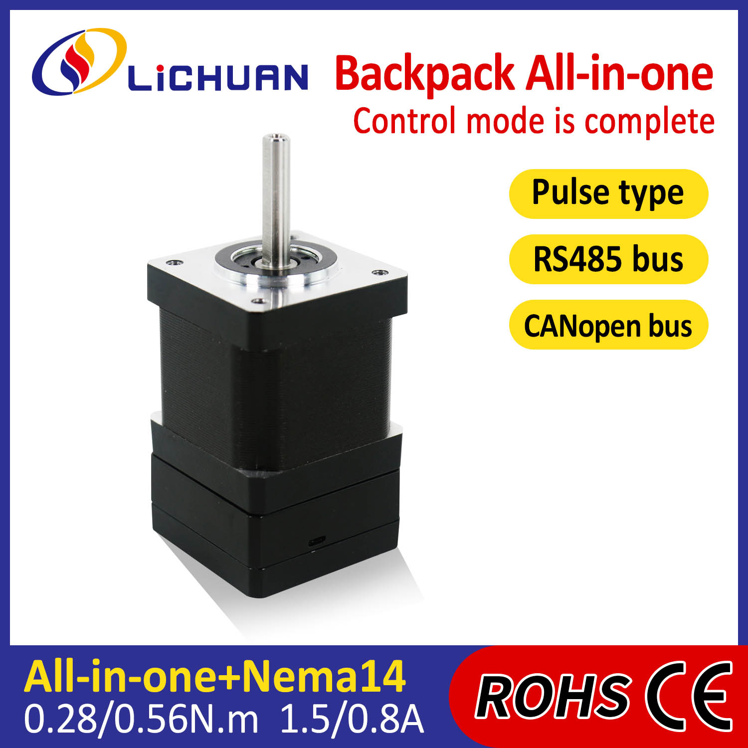 Ba lô loại Nema14 Loop-Closed Loop Động cơ bước tích hợp