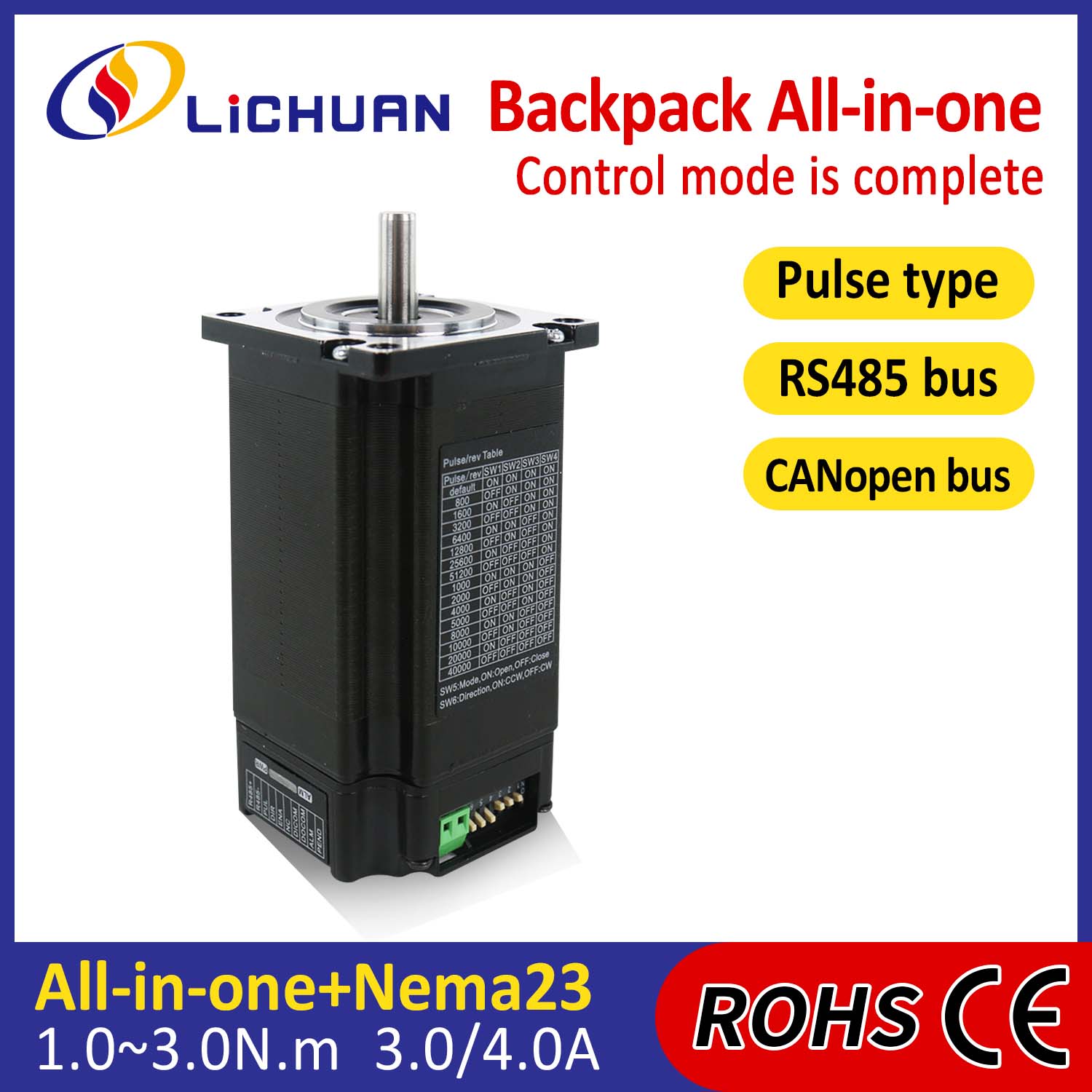 Ba lô loại Nema23 Mở vòng đóng vòng lặp tích hợp động cơ bước